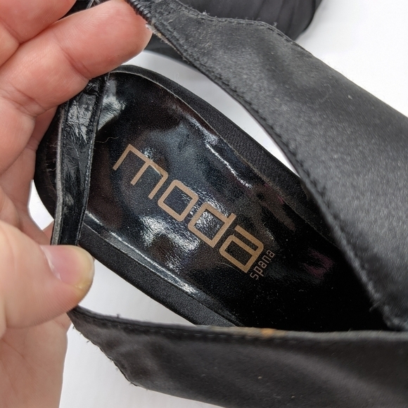 ✨3/$15 Moda Spana black bead embellished heel shoes 7 - Picture 5 of 12